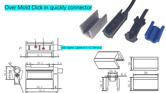 최적화 된 케이블 사양을 가진 단일 마커 클리어런스 라이트를위한 빠른 클릭 인 오버 몰드 커넥터