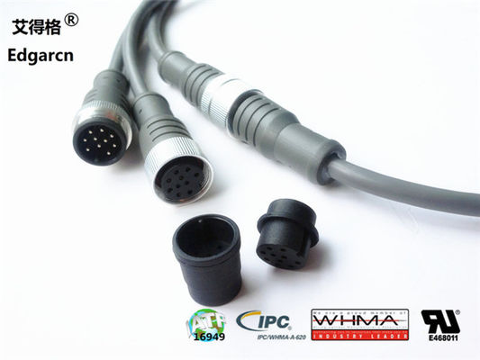 مجموعة كابلات موصل الطاقة الدائرية المقاومة للماء تجميعات الكابلات المصبوبة المخصصة 22AWG