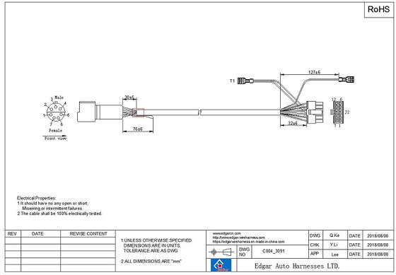 Connecteur circulaire polyvalent à l'assemblage de câbles Molex Micro-Fit